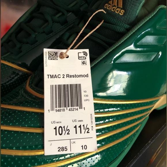 Adidas TMac 2 Restomod Legacy Green/Gold Metallic 10 1/2 - Picture 6 of 6